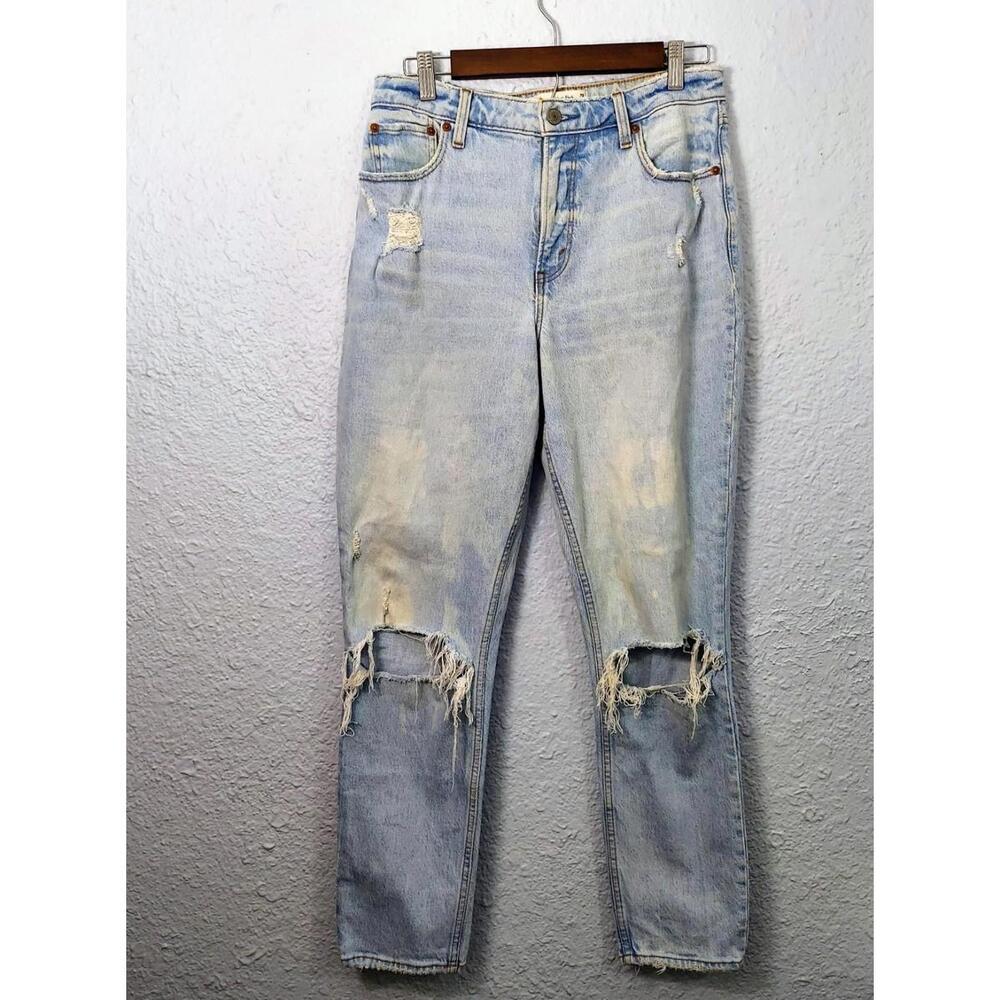 Abercrombie & Fitch The Skinny High Rise Jeans Womens Sz 29/8L Blue Distressed